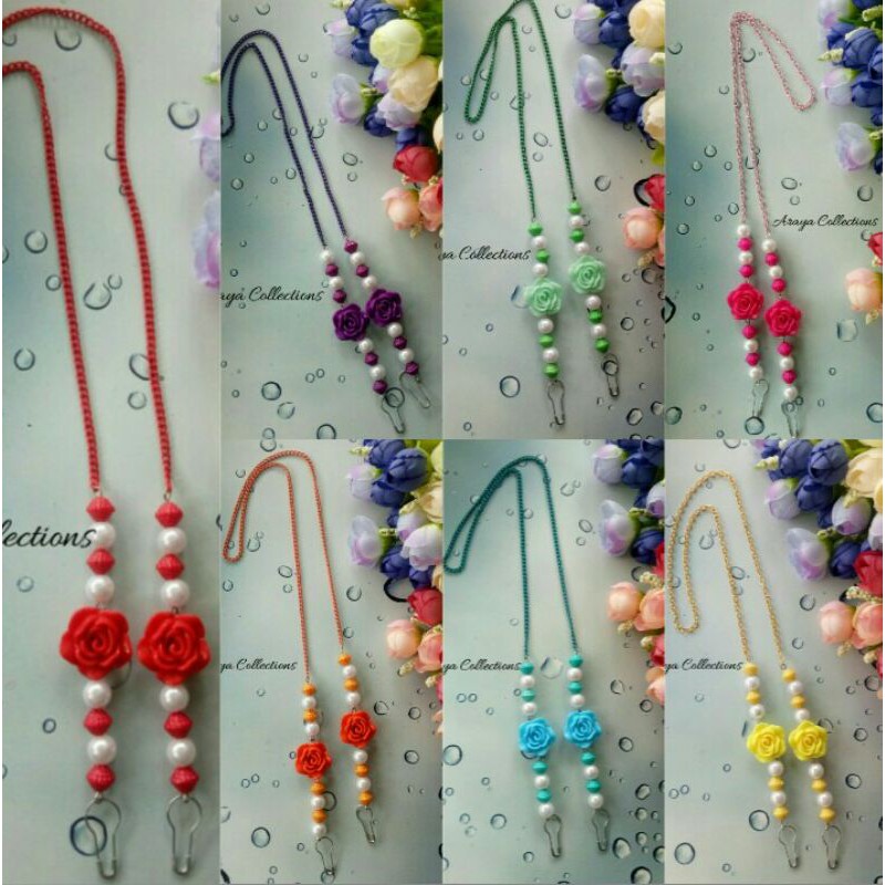 kalung masker korea mutiara rantai