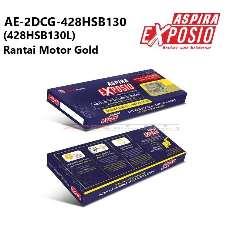 RANTAI MOTOR  GOLD (EMAS) 428HSB130L ASPIRA EXPOSIO HONDA CB 150R YAMAHA VIXION  AE-2DCG-428HSB130