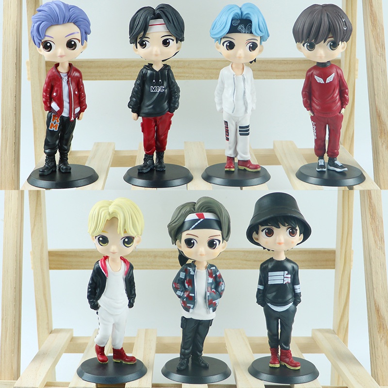 7pcs Mainan Boneka Action Figure KPOP Kawaii Star TOP Group Bangtan Boys Bahan PVC Ukuran 15cm Untuk Hadiah