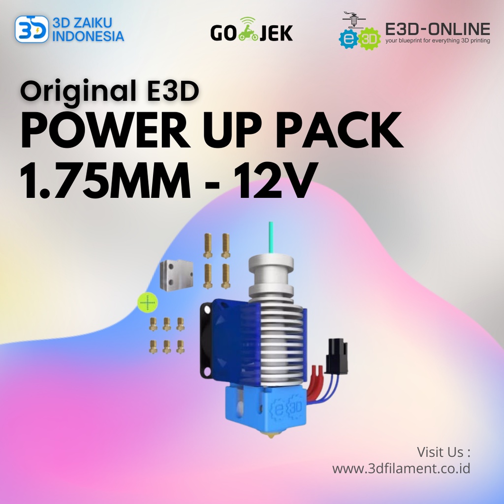 Original E3D V6 All-Metal HotEnd PowerUp Pack 1.75mm 0.4mm 12V from UK - Bowden