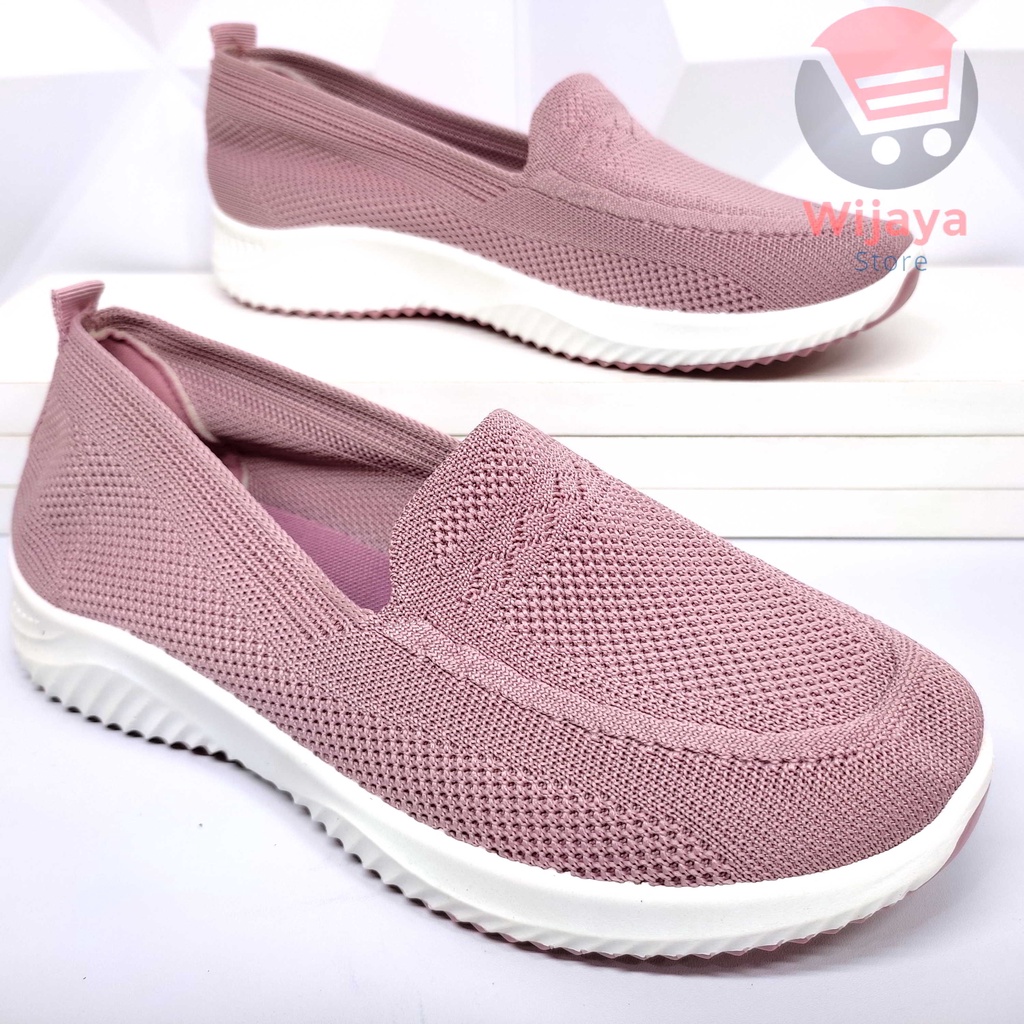 SLT Sepatu Slop Rajut Wanita Desain Slip On Selop Import Stylish Trendi dan Nyaman