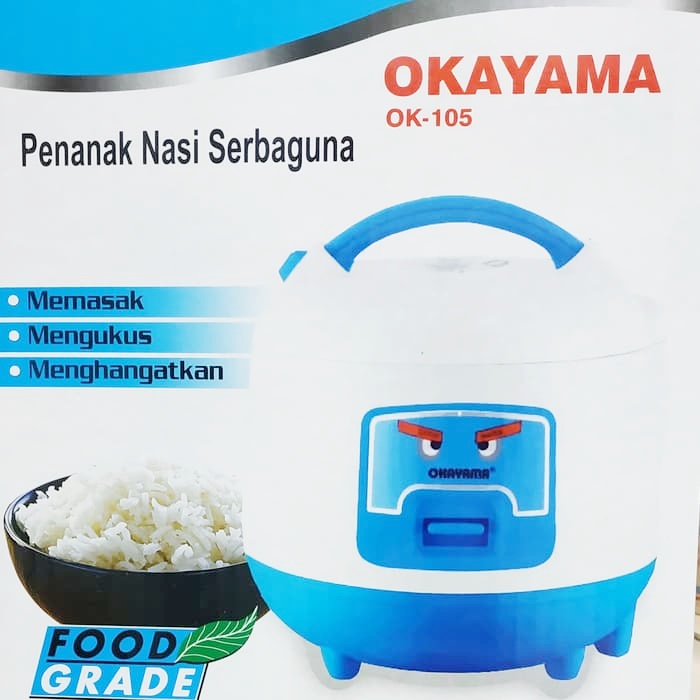 Okayama OK105 1 Liter Rice Cooker Liter Anti Lengket - Varian Warna ( MERAH / BIRU )