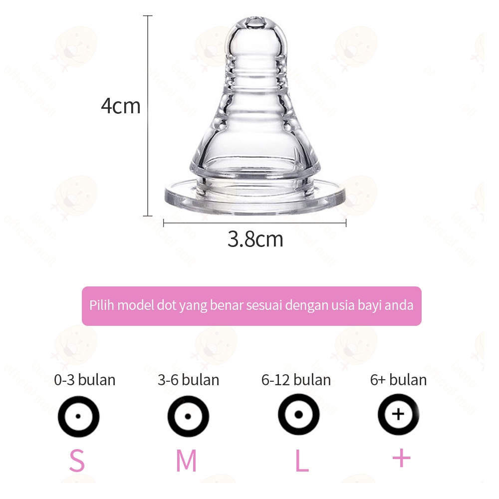 Lacoo Empeng Dot bayi slim neck Baby nipple BPA free