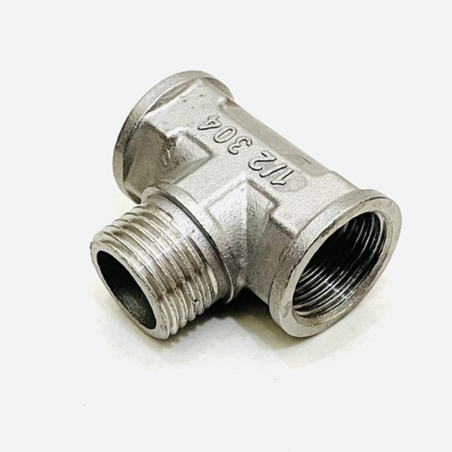 Nepel T Stainless 2 Drat Dalam 1 Drat luar - Nepel Tee 1/2 Inch 1/2 &quot; SS 304