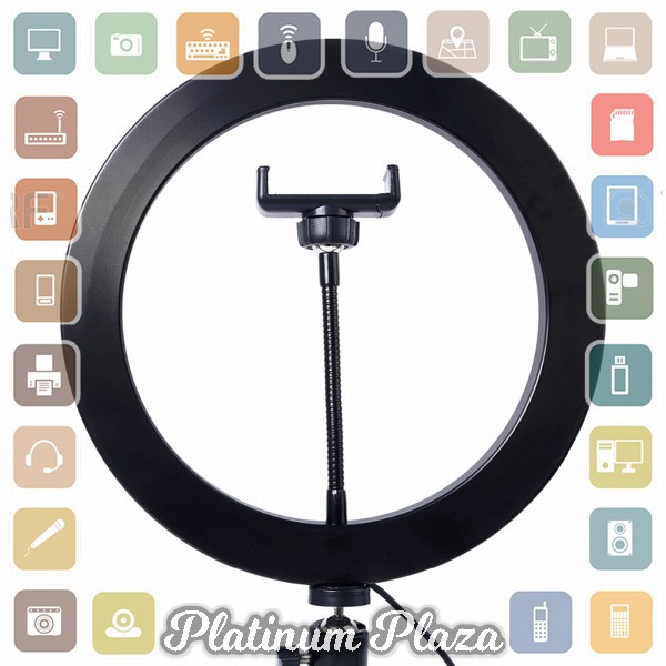 Lacyfans Lampu Halo Ring Light LED Selfie 120 LED 10 Inch with Smartphone Holder + Mi`2RMDMK-- Black