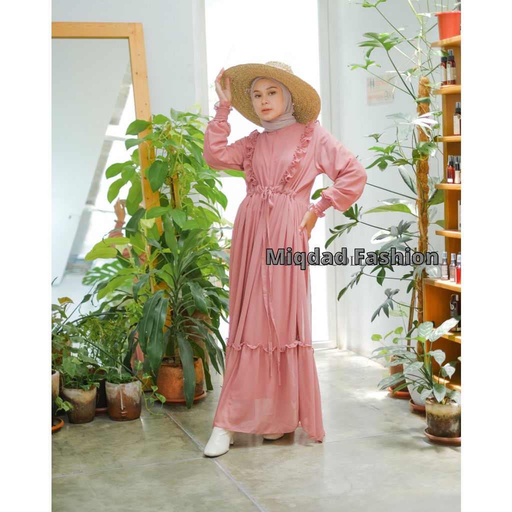 Syafa -Pakaian Muslim Wanita Terbaru - Gamis Ceruty premium -Baju Lebaran- Terbaru- Gamis Busui Friendly-Gamis lebaran-4