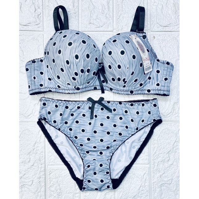 BH | Bra Set Motif Polkadot TOYAZI Pakai Kawat dan Busa Tipis