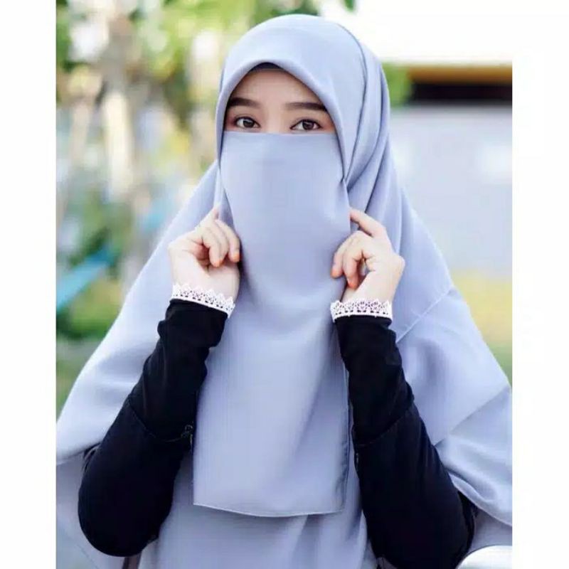 (PROMO) CADAR TALI 2 LAYER CERUTY BABYDOLL NIQAB NIQOB TANPA JAHITAN BAWAH MATA