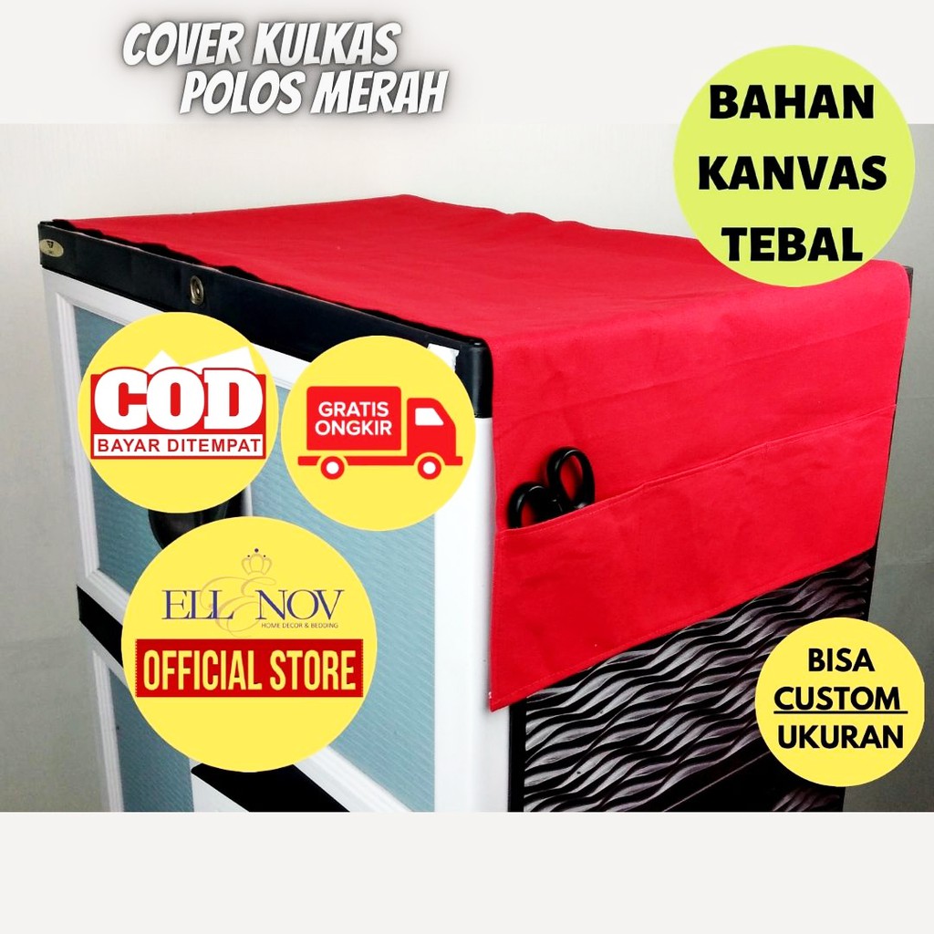 Lilystore- Taplak Meja Cover Kulkas Oven Galon Magic Com Tissue Aneka Sarung Furnitur Kanvas Polos