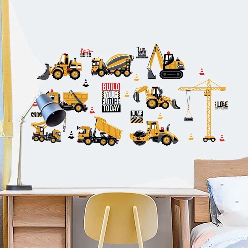 Tractor Engineering Vehicle Wall Sticker for Children's Room and Kindergarten School Dormitory Decor