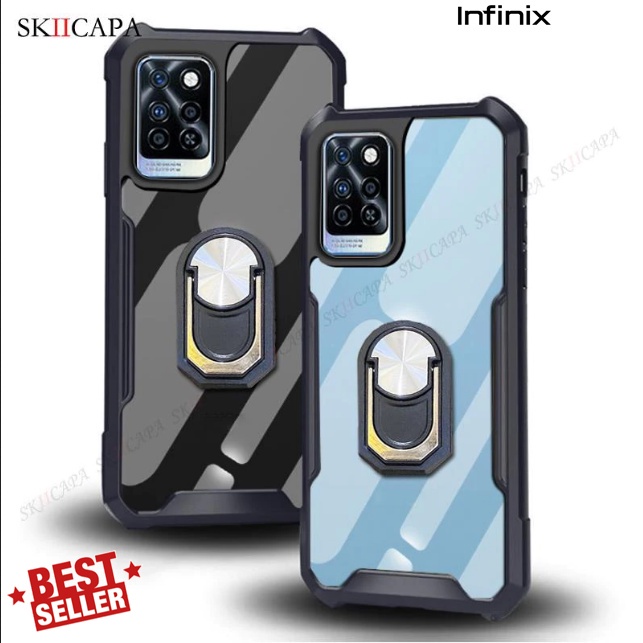 Infinix Note 10 / Infinix Note 10 Pro Case transparan bumper with I-RING Beatle Series Standing Casi