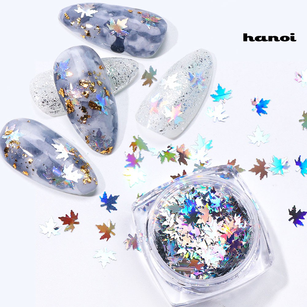 Hn- Sequin Glitter Bentuk Daun Maple Warna Gradasi Untuk Dekorasi Nail Art