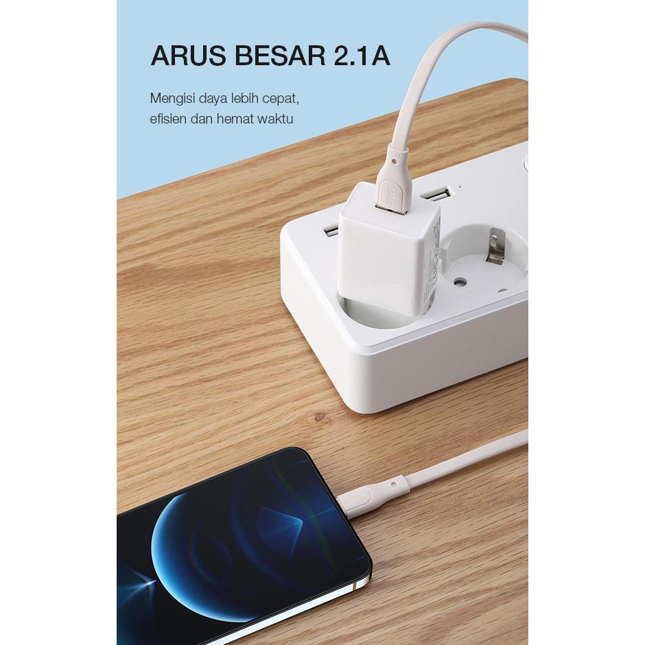 ROBOT RGL100 Cable Kabel Data Charging USB To Lightning Iphone 2.1A 1 Meter  - Garansi Resmi 1 Tahun