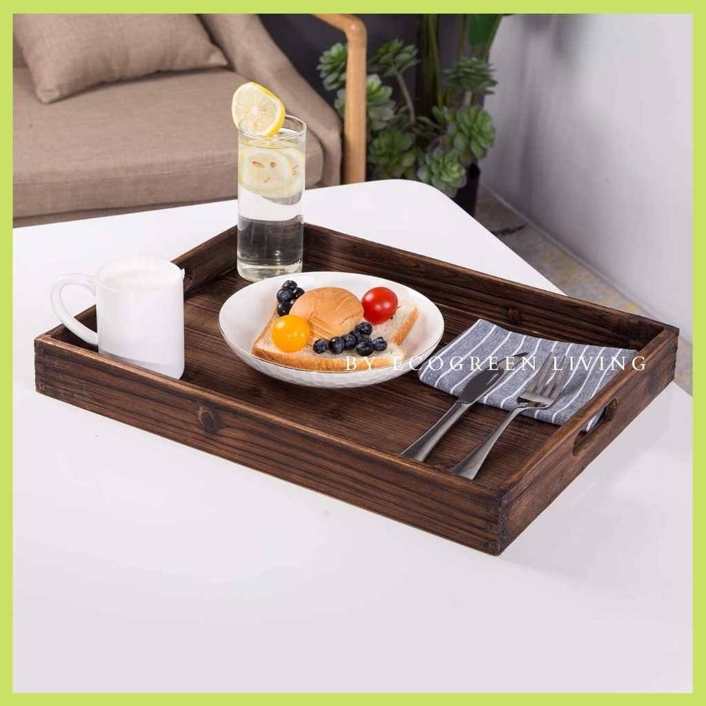 Nampan Saji / Serving Tray – Crafted from Fir Wood and with Two Handles W-015