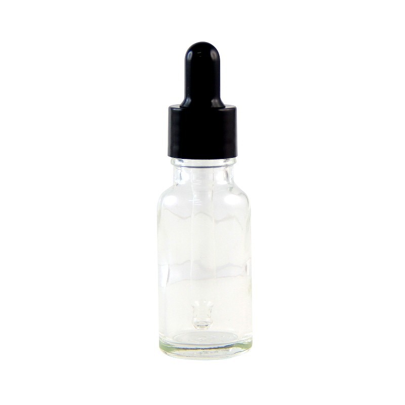 TERMURAH BOTOL KACA PIPET UKURAN 20 ML BENING - TUTUP PENCET KARET HITAM - RING PLASTIK HITAM