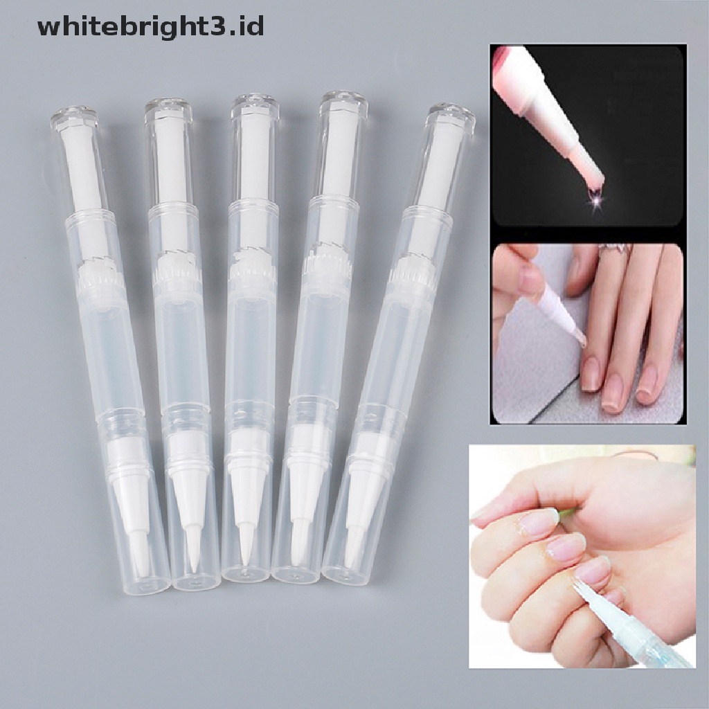 {whitebright3.id} 5pcs 3ml Travel Empty Twist Pen With Brush Cosmetic Container Nail Oil Lip Balm ,