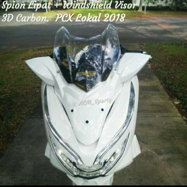 Spion Lipat PCX LOKAL 150cc  Bahan plastik + Windshield Visor 3D Carbon PCX LOKAL 2018