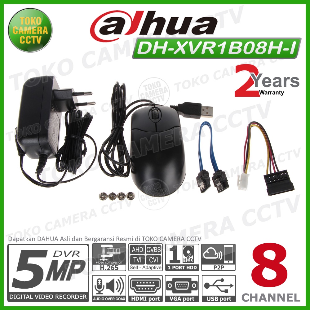 DVR DAHUA 8 CHANNEL DH-XVR1B08H-I 5MP XVR 1B08H I DVR 8CH DAHUA