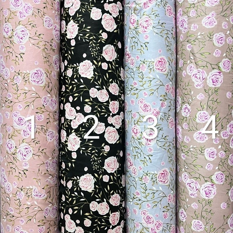 KAIN BAHAN KATUN JEPANG TOKAI SENKO MOTIF BUNGA BESAR JARANG KALEM