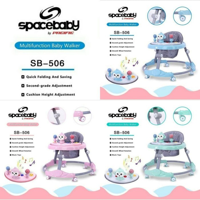 Baby Walker Spacebaby SB 506 Alat Bantu Bayi Belajar Jalan Roda Berjalan Bayi