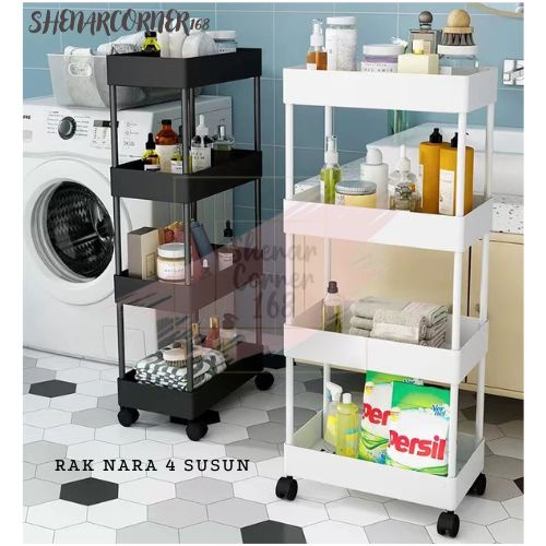 SHENAR RAK TROLI 4 SUSUN SALON DAPUR KAMAR TIDUR MANDI / RAK SUSUN STAND HANGER SERBAGUNA, RAK SAMPING DAPUR RAK KAMAR MANDI RAK BUKU, SHENARCORNER168