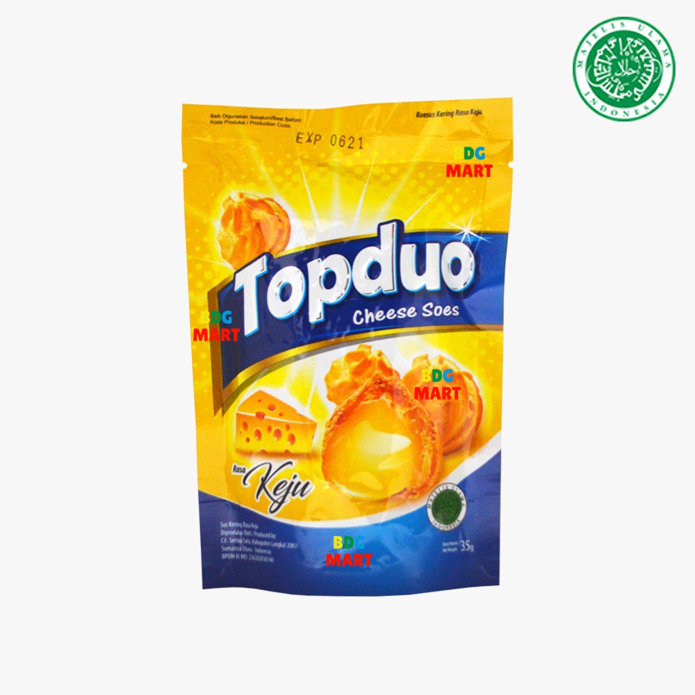 

TopDuo Cheese Soes Kue Sus Kering Isi Rasa Krim Keju Halal MUI - 35gr