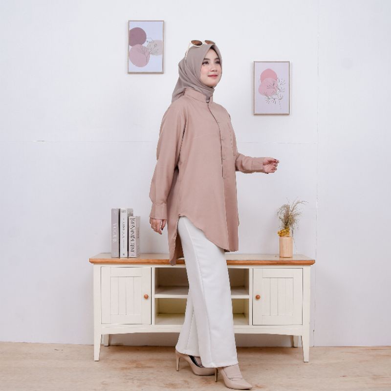 KEMEJA TUNIK POLOS BAHAN SHAKILA REAL PICTURE