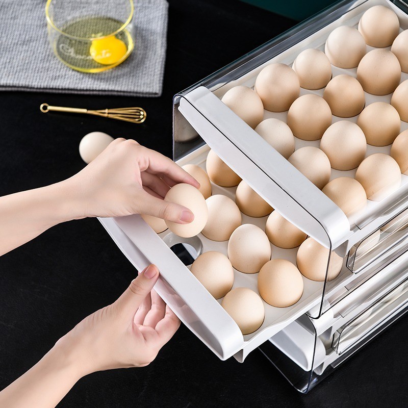 Tempat Penyimpanan Telur/ Kotak Simpan Telur 2 tingkat Rak Telur