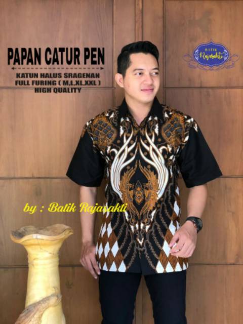 Batik Solo BIMA SENA Kemeja Pria Katun Halus Sragenan Full Furing