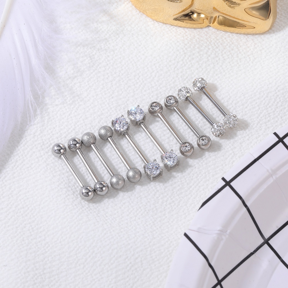 1Set 14g Anting Tindik Lidah Bentuk Tengkorak Bahan Stainless Steel Untuk Wanita