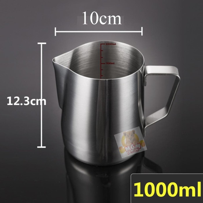 Milk Jug 1000ml stainless steel Latte art jug dengan garis ukur 2175