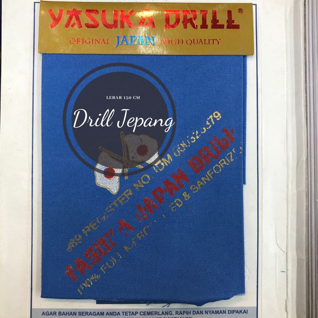 KAIN BAHAN DRILL JEPANG JAPAN MERK YASUKA, HARGA PER 1/2 METER = 50 CM