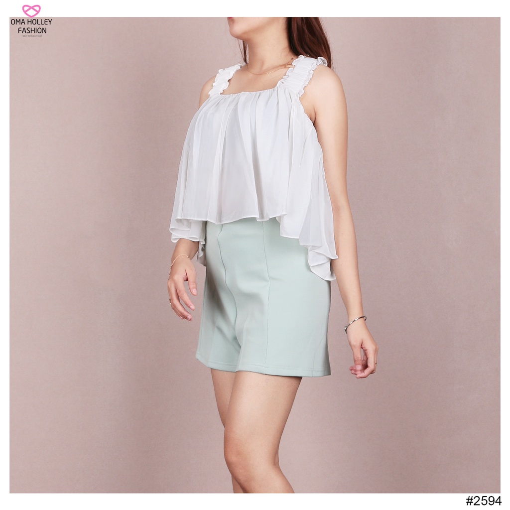 (COD) OH Fashion Clafita Blouse Crop Ruffles #2594