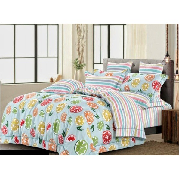 Sprei Katun Jepang Rainbow Lemon | Sprei Satin Jepang