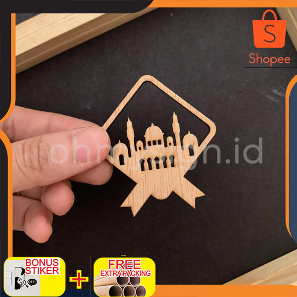 

Hiasan Hampers Lebaran Mesjid | Idul Fitri Tag Hampers Label Kayu Elegan