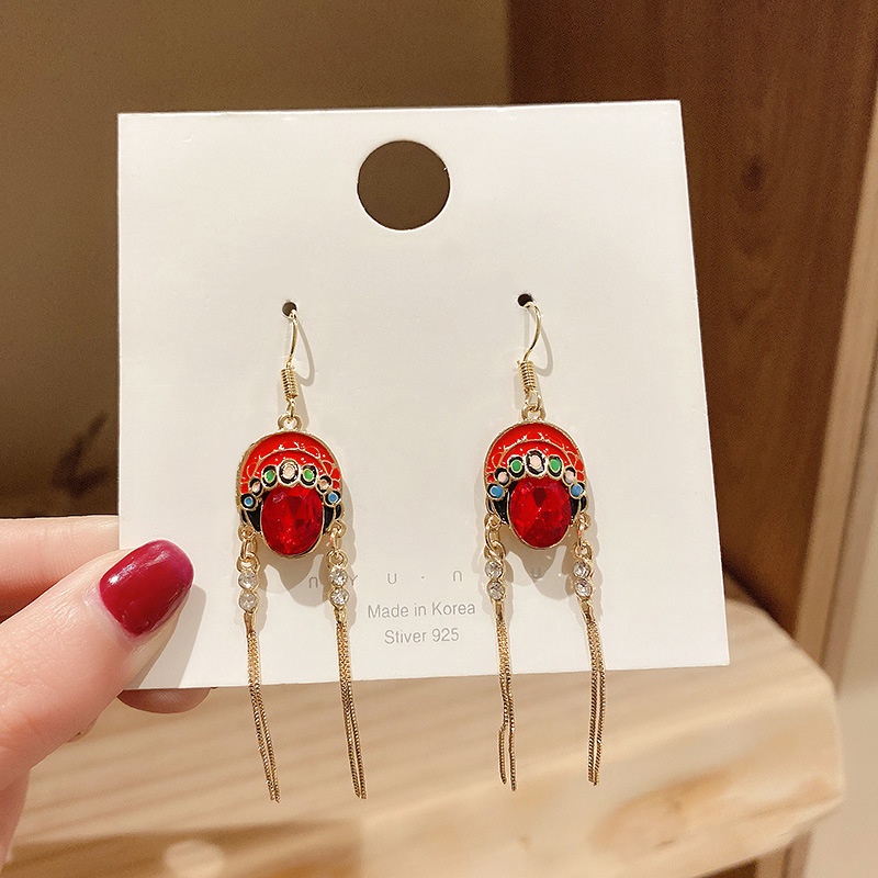 Anting Kait Silver Needle 925 Desain Bunga Merah Untuk Wanita