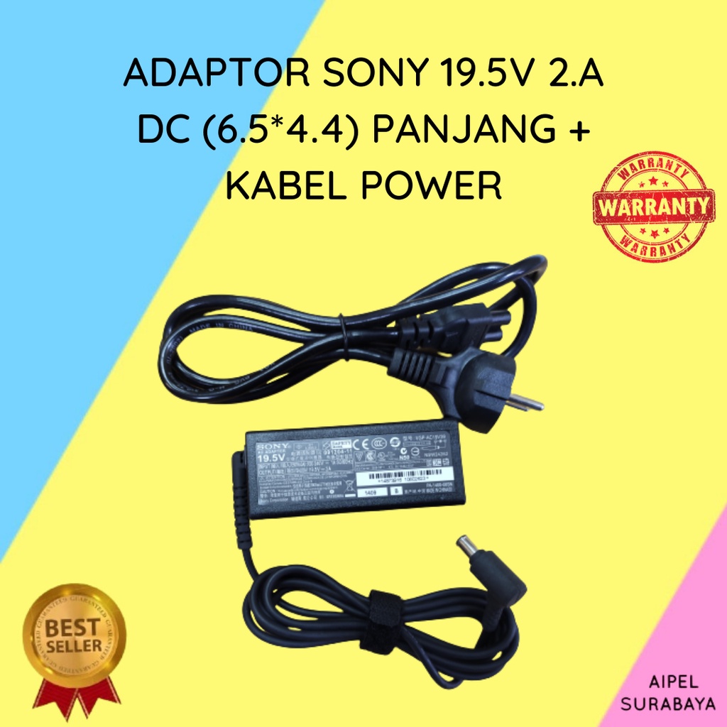 SONY19526544PKP | ADAPTOR SONY 19.5V 2A DC (6.5*4.4) PANJANG + KABEL POWER