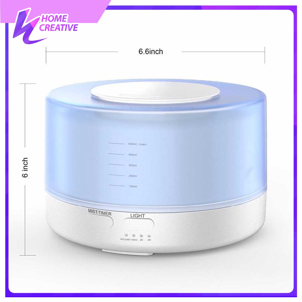 HOME CREATIVE 100% Original Humidifier 500 ML Diffuser Warna RGB Purefier Pelembab Udara Humidifier Ruangan Filter Ruangan Pengharum Ruangan Diffuser Bonus 12 Botol Esensial Oil Pure 100% Termurah