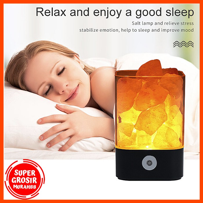 Lampu Tidur Unik LED Crystal Salt Lamp of Himalaya Lava Lamp - Hitam