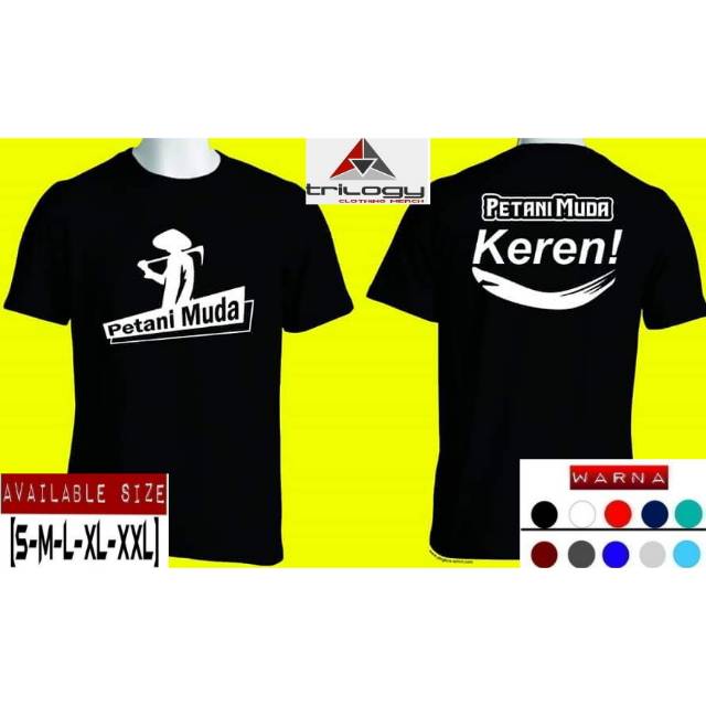 KAOS DISTRO PETANI MUDA KEREN SABLON PUTIH DEPAN BELAKANG