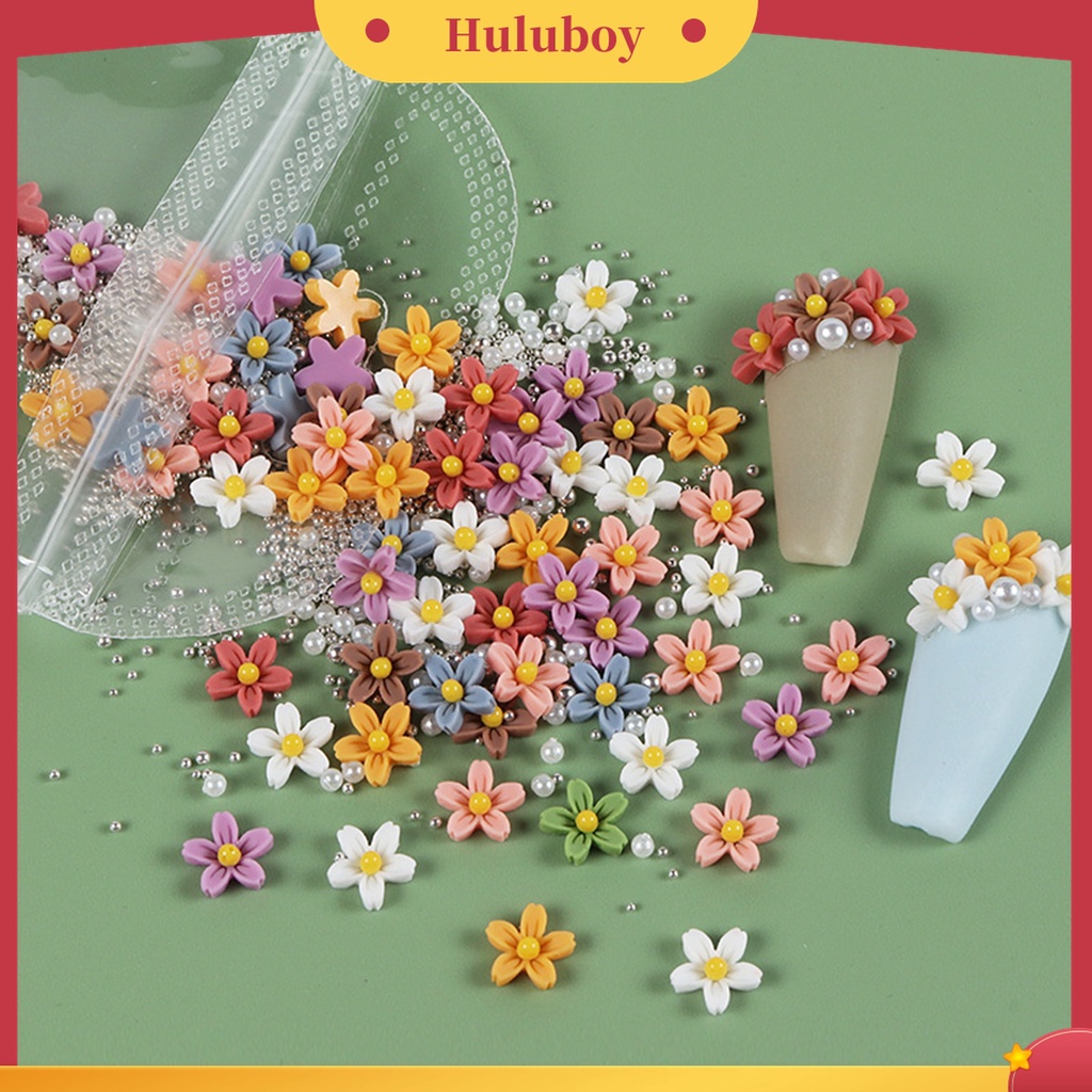 Huluboy Huluboy♡ 40pcs / Pack Bunga Kecil Matte Tiga Dimensi Untuk Dekorasi Kuku Wanita