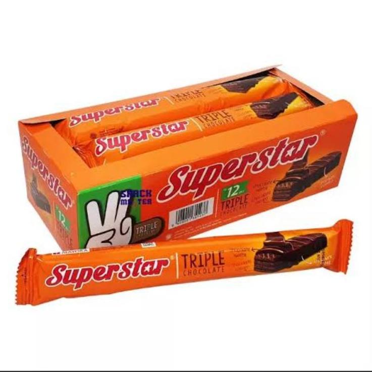 

eyju Roma Superstar Wafer Triple Chocolate Coklat Box Isi 12Pcs Produk Ori