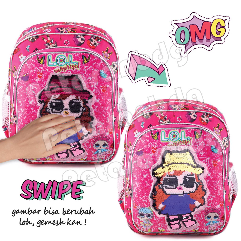 LOL SURPRISE - Tas Ransel Model Usap / Swipe Backpack Tas Sequin Anak LOL SURPRISE