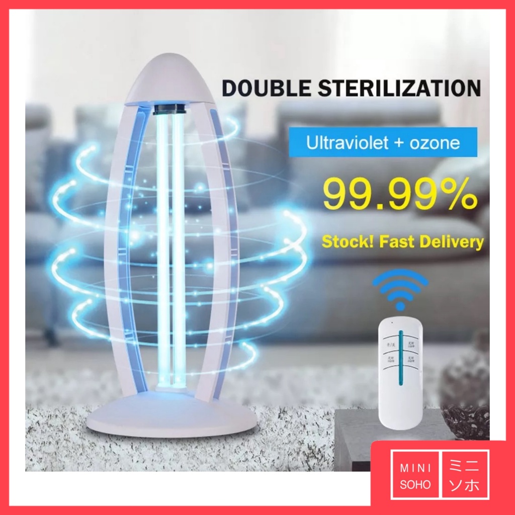 Lampu UV Sterilizer Disinfection UV Light 38W Free masker 50pcs. Remot Timer Anti Covid, VIrus dan Bakteri. Disinfectant Sterilize Remote