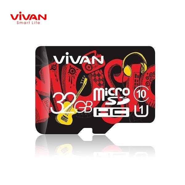 Micro SD VIVAN V32U10 32GB Memory Card Class 10 TF Card Black + Red -original Garansi Resmi 5 Tahun