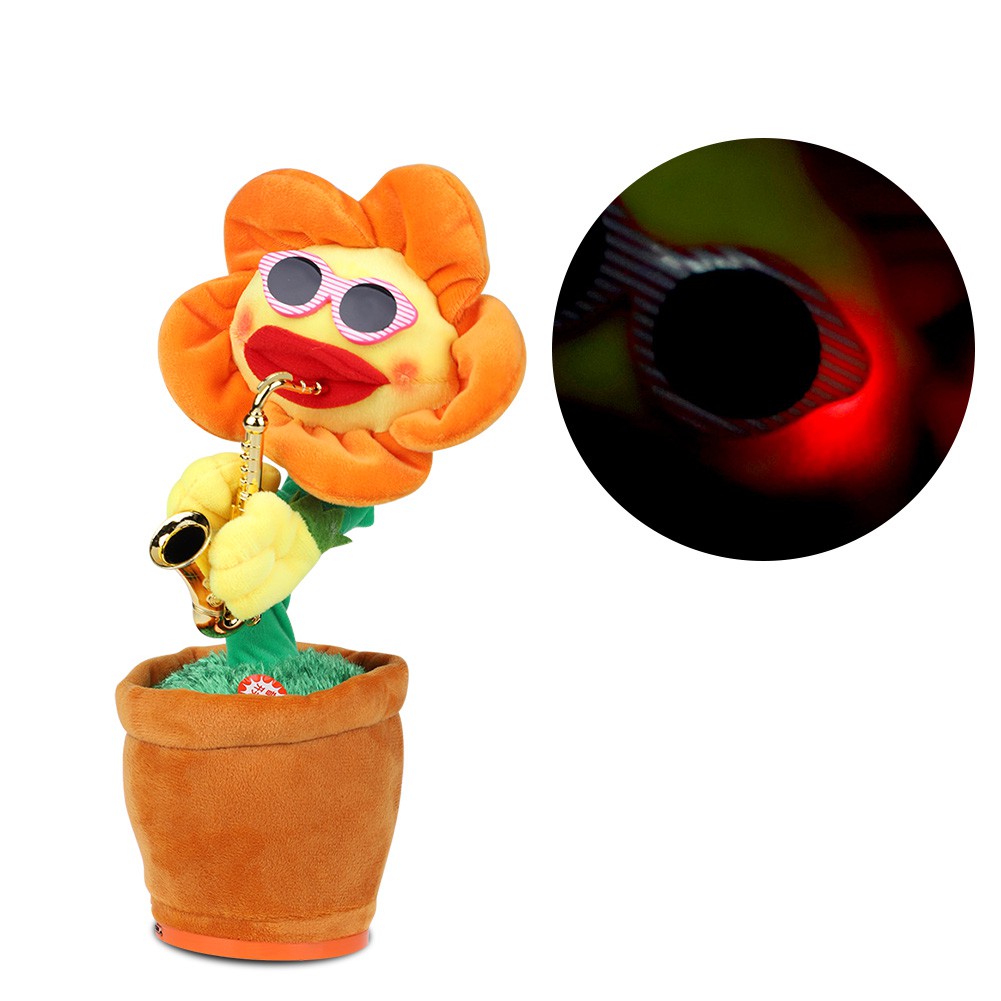 Boneka Plush Elektrik Model Bunga Matahari Dengan Saxophone