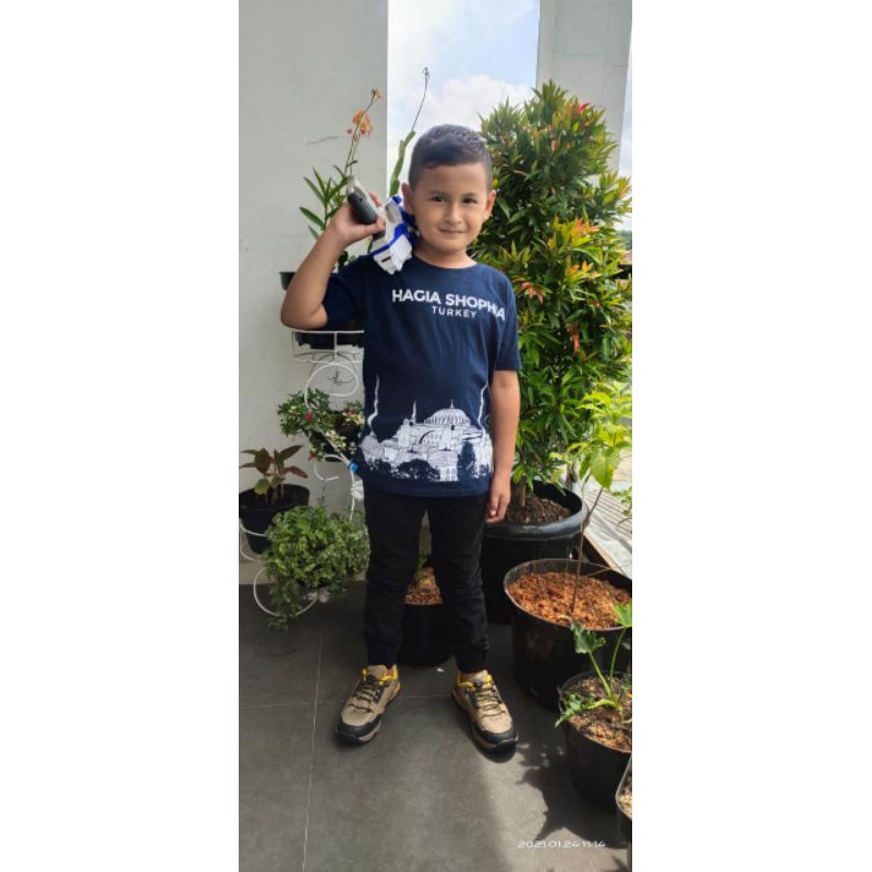 Moslim kids ori kaos anak remaja cowok ori katun combed 24S balita paud tk sd smp karakter masjid