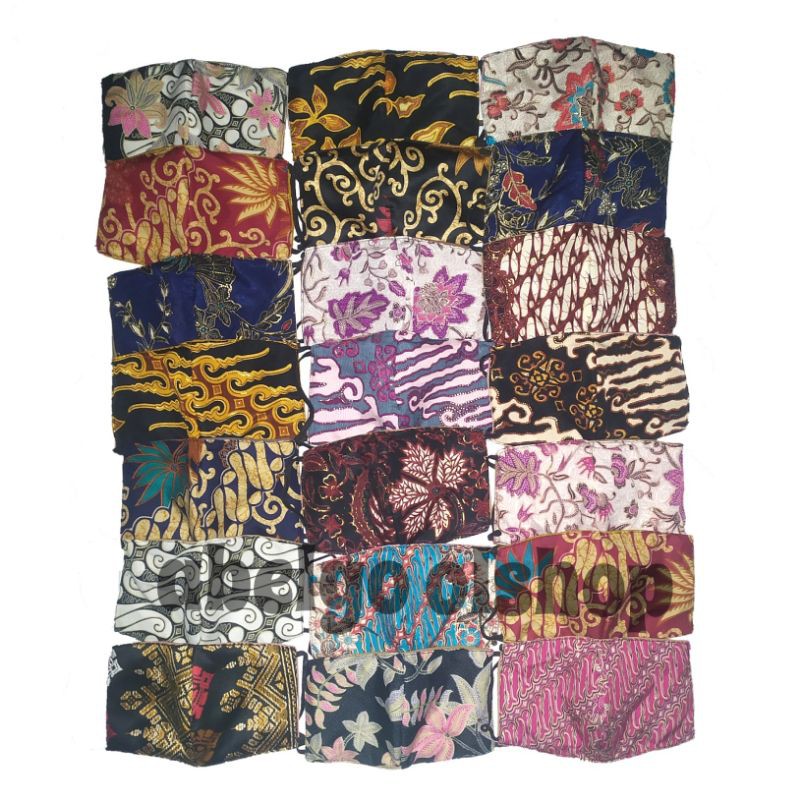 masker kain 3ply hedloop motif batik/masker hijab 3 lapis