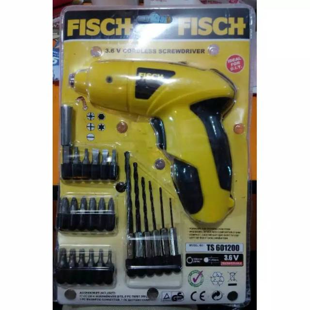 FISCH Mesin Bor Obeng Baterai Cordless Screwdriver Bor Tangan Bor Cas Bor Fish CORDLESS FISH