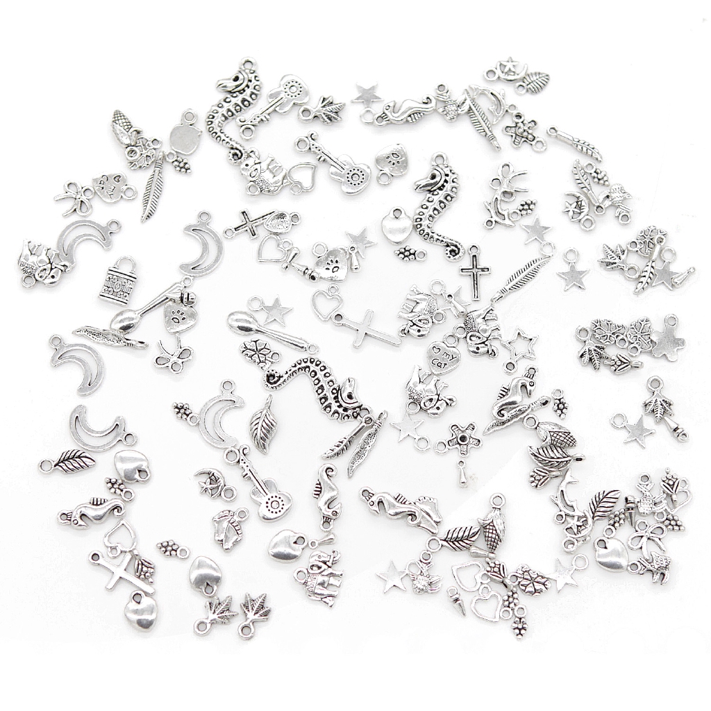 [100Pcs Mixed Styles][Tibetan Silver Metal Charms Pendants][Suitable for Necklace,Bracelets,Earrings,Jewelry DIY Making]